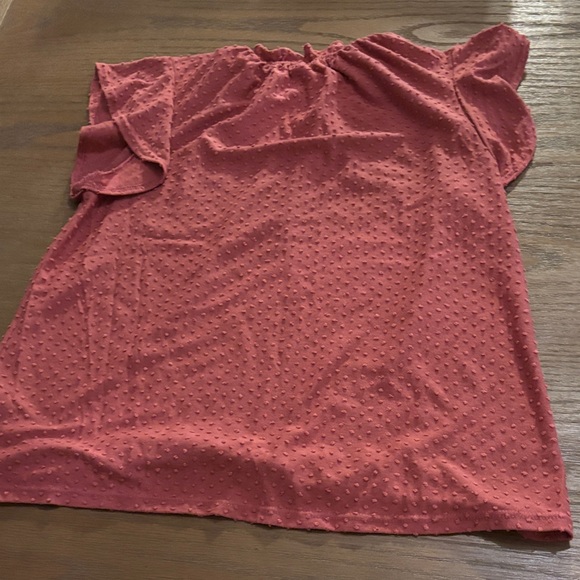 W5 Textured Ruffle Neck Red Blouse - Picture 5 of 5